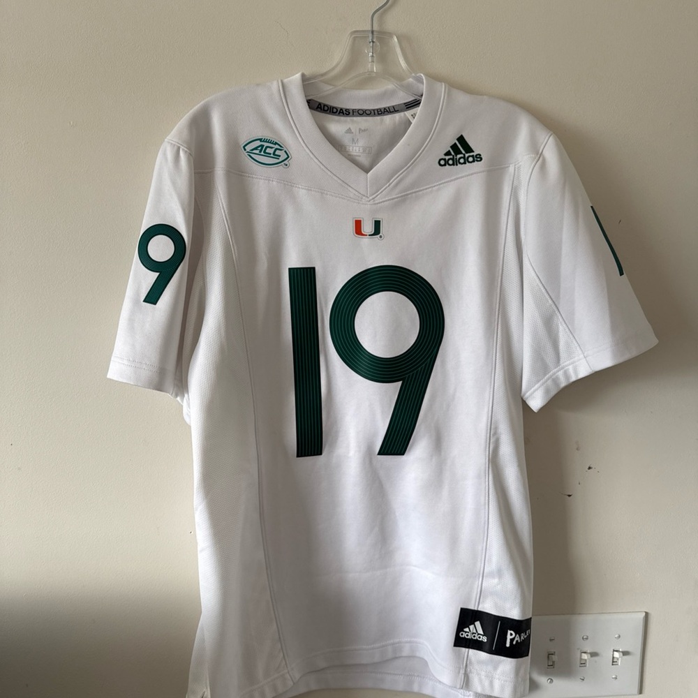 Men’s Adidas Parley University of Miami Hurricanes #19 Football Jersey Sz M RARE